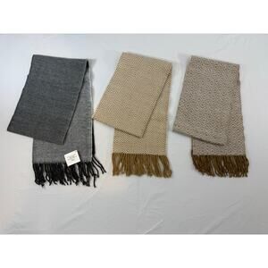 Lot 3 Handmade Alpaca Blend Scarves Fair Trade Made in Peru Neutral Accessory